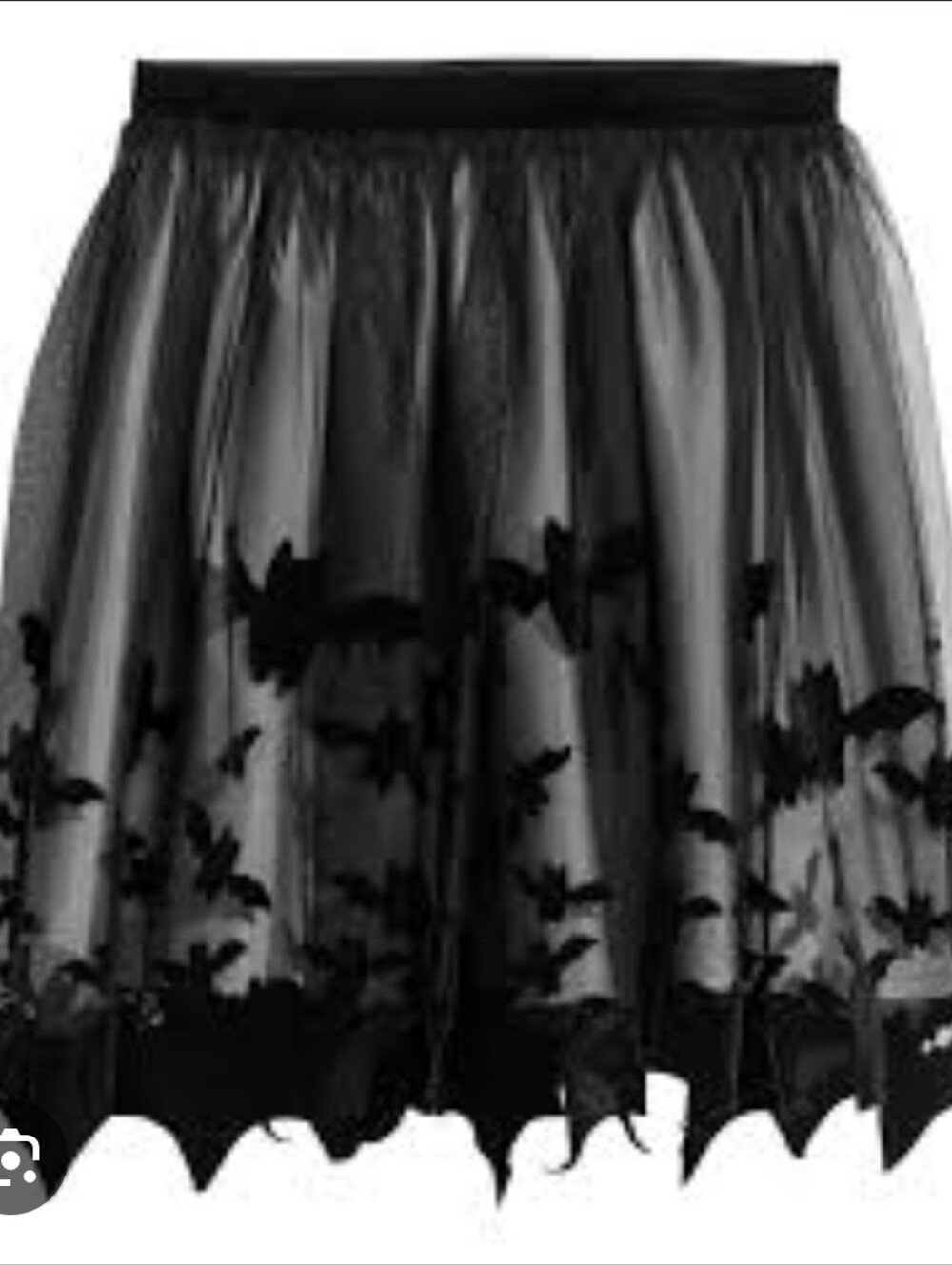 H&M Black Tulle Skirt with Bat Appliqués Size 8-10